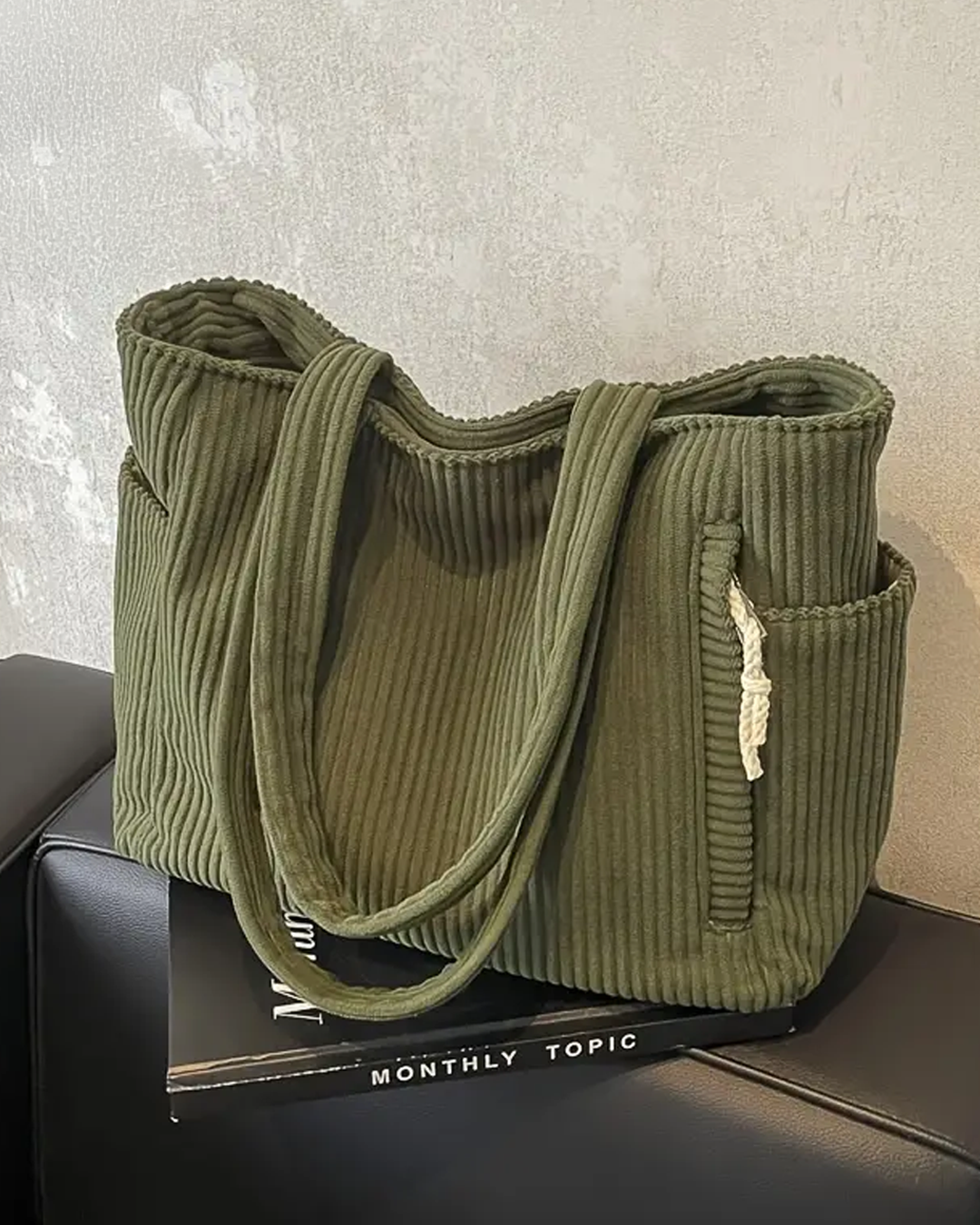 BD™ | The Mallow | Soft Corduroy Tote Bag with Zipper & Side Pockets